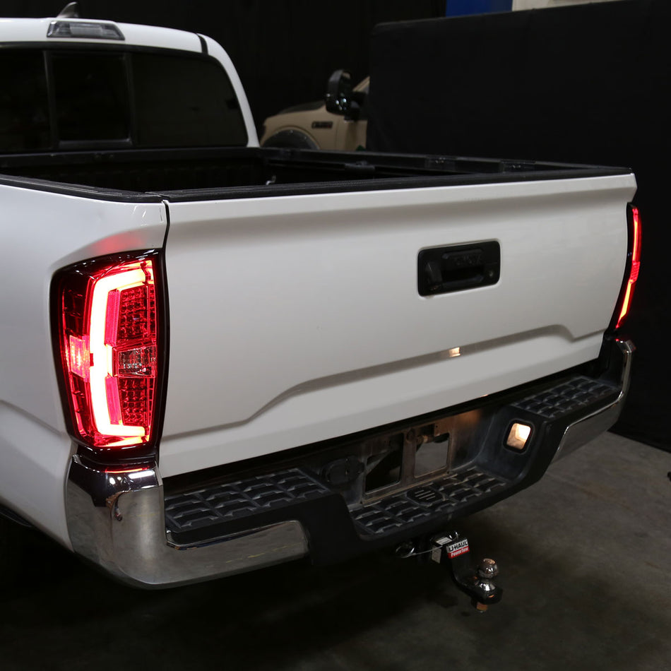 2016-2022 Toyota Tacoma LED Bar Tail Lights (Chrome Housing/Red Clear Lens)
