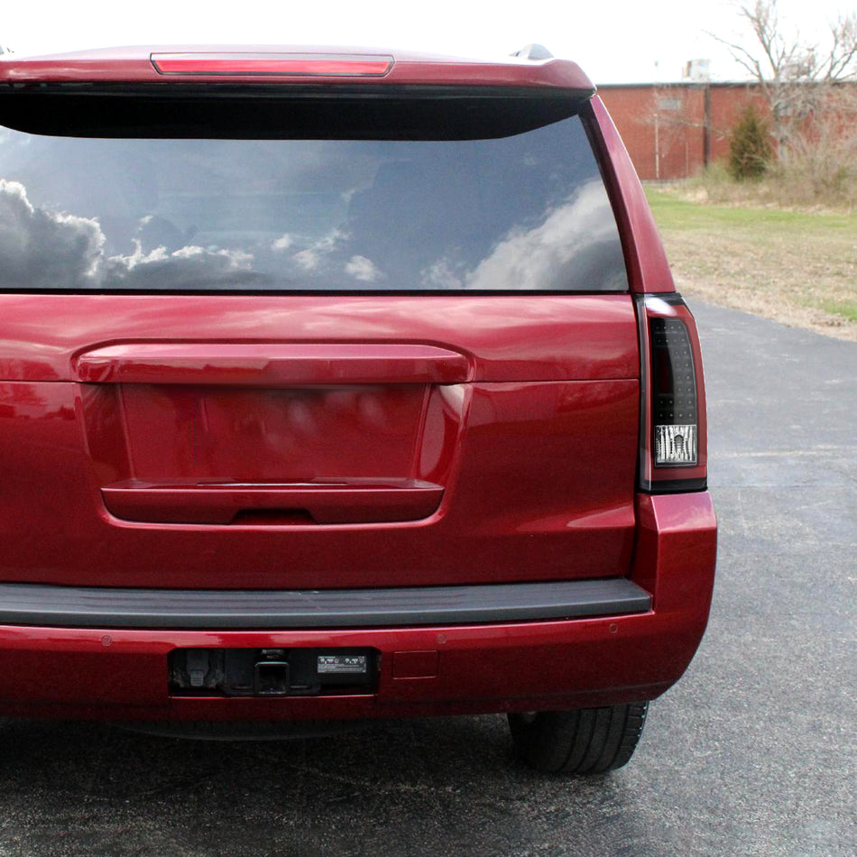 2015-2020 Chevrolet Tahoe/Suburban LS LT LTZ Premier Red Bar LED Tail Lights (Black Housing/Clear Lens)