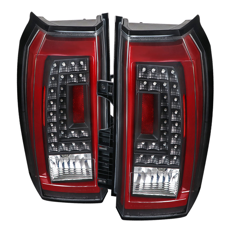 2015-2020 Chevrolet Tahoe/Suburban LS LT LTZ Premier Red Bar LED Tail Lights (Black Housing/Clear Lens)