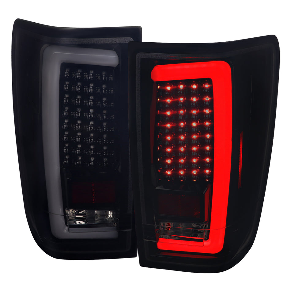 2004-2015 Nissan Titan LED Tail Lights with White LED Tube (Glossy Black Housing/Smoked Lens)