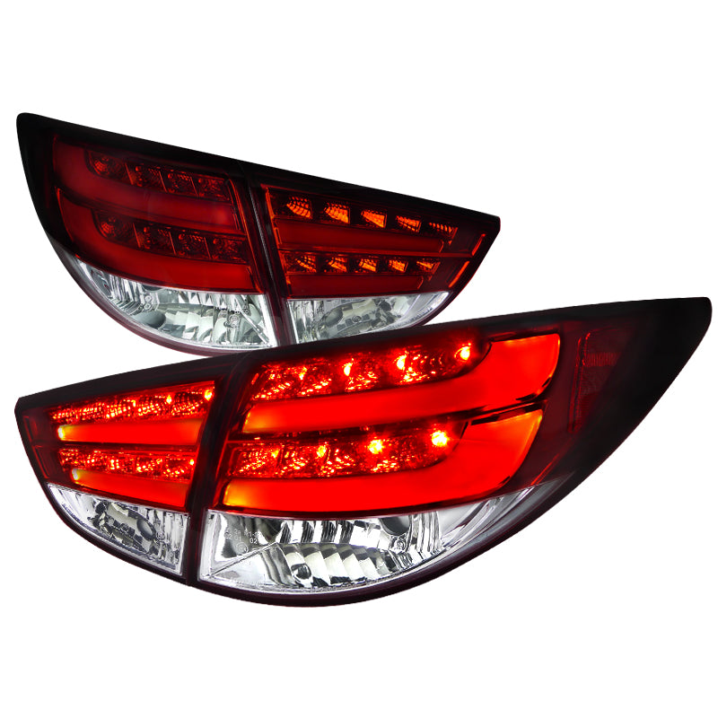 2010-2012 Hyundai Tucson LED Tail Lights (Chrome Housing/Red Clear Lens)