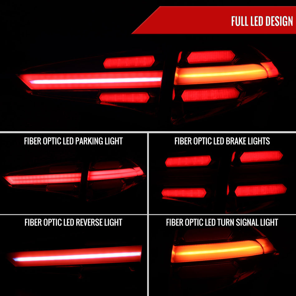 2016-2018 Hyundai Tucson LED Bar Tail Lights(Chrome Housing/Red Lens)
