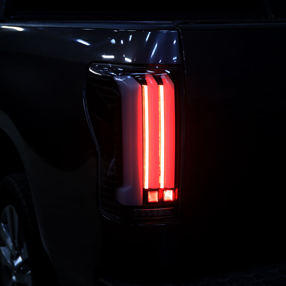2007-2013 Toyota Tundra Sequential White LED Bar Tail Lights (Matte Black Housing/Smoked Lens)