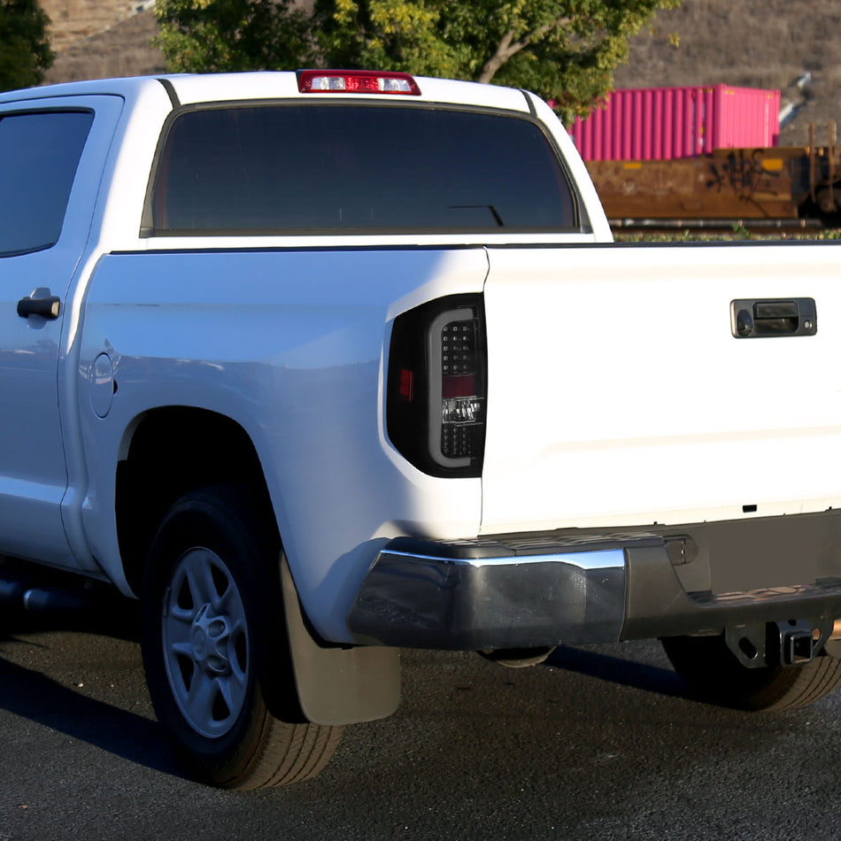 2014-2021 Toyota Tundra White Bar Sequential LED Tail Lights (Glossy Black Housing/Smoked Lens)
