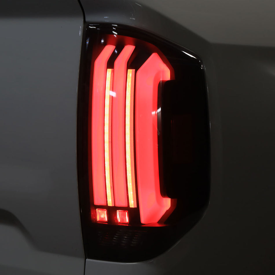 2014-2021 Toyota Tundra Facelift Style Full LED Tail Lights with Sequential Turn Signal (Jet Black Housing/Clear Lens)