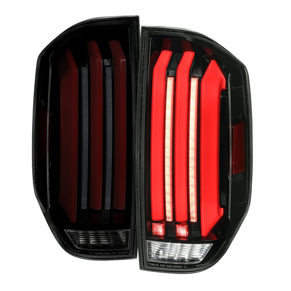 2014-2021 Toyota Tundra Facelift Style Full LED Tail Lights with Sequential Turn Signal (Jet Black Housing/Smoked Lens)