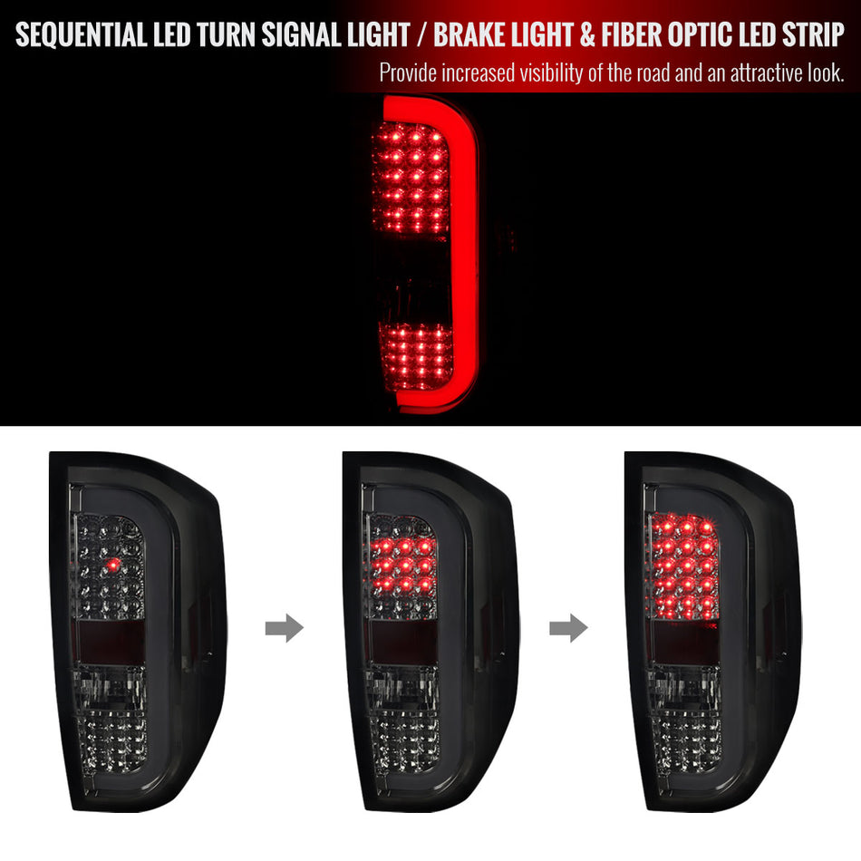 2014-2021 Toyota Tundra Sequential LED Tail Lights (Chrome Housing/Smoked Lens)
