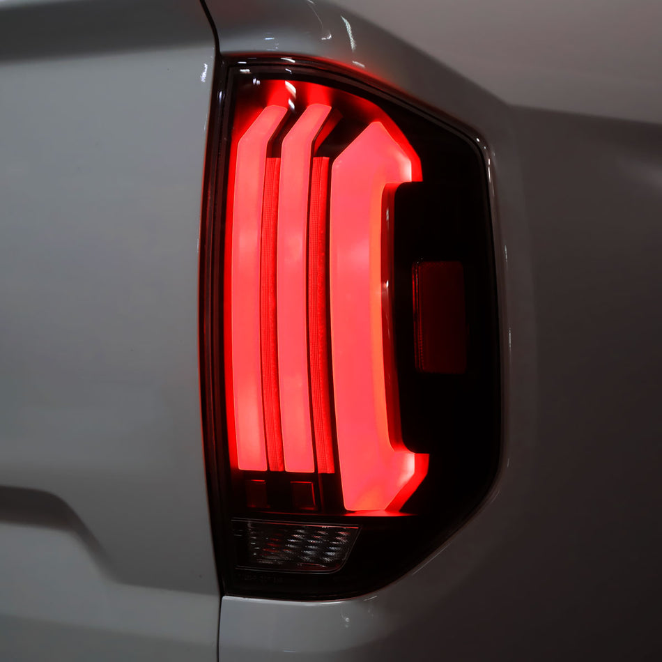 2014-2021 Toyota Tundra Facelift Style Full LED Tail Lights with Sequential Turn Signal (Matte Black Housing/Smoked Lens)