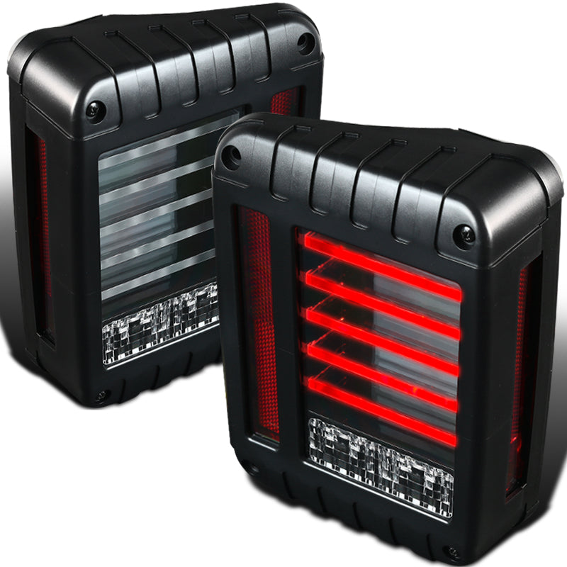 2007-2017 Jeep Wrangler LED Tail Lights (Matte Black Housing/Clear Lens)