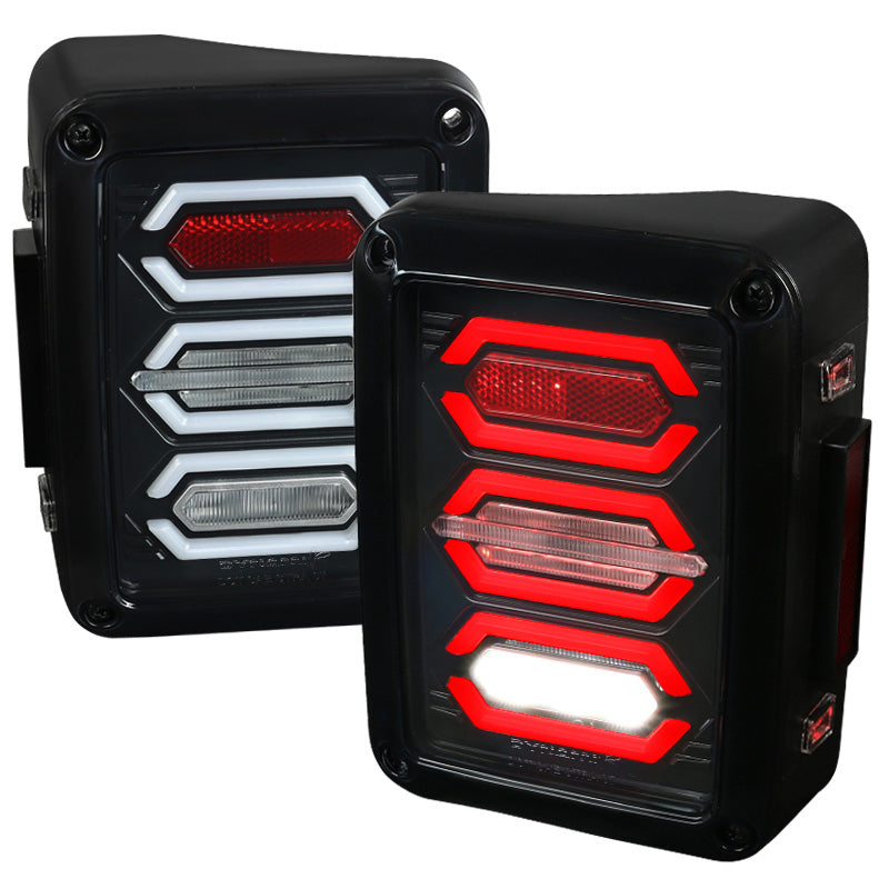 2007-2017 Jeep Wrangler V2 LED Tail Lights (Matte Black Housing/Clear Lens)