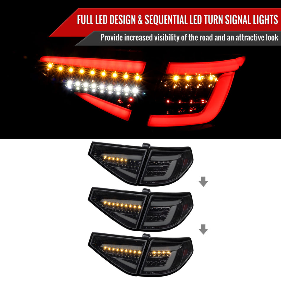 2008-2014 Subaru Impreza WRX Hatchback LED Sequential Tube Tail Lights (Glossy Black Housing/Dark Smoked Lens)