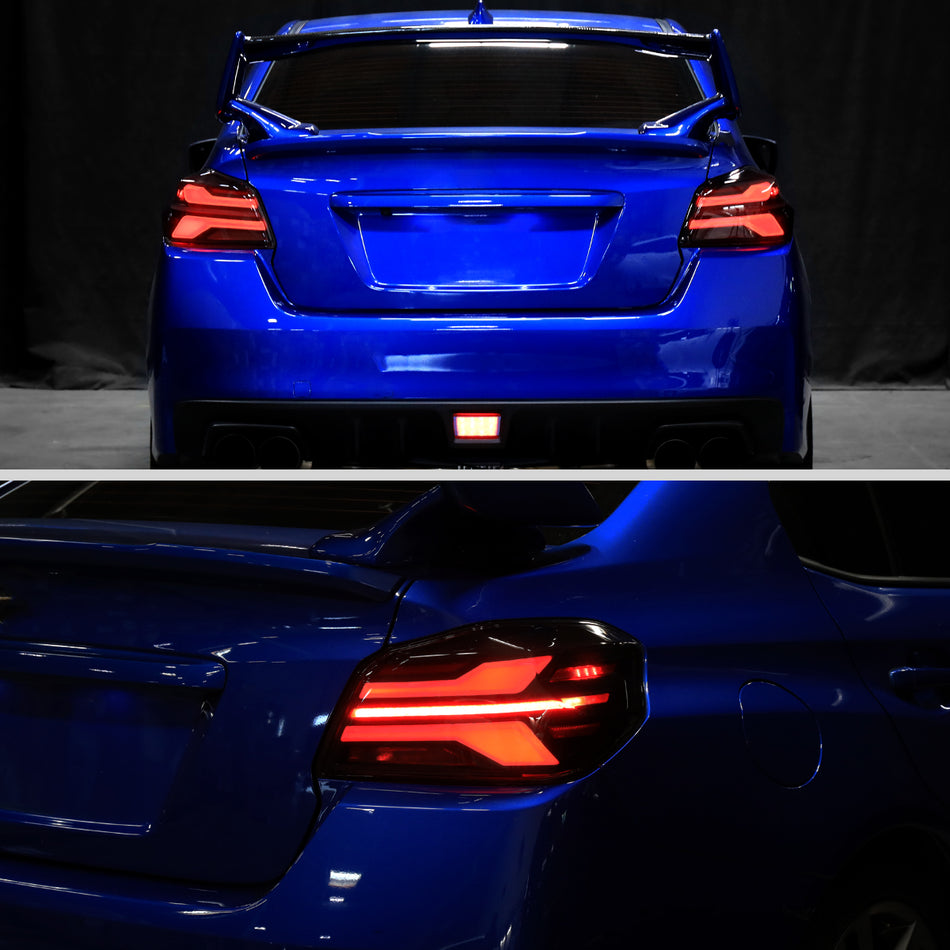 2015-2021 Subaru WRX STi Tail Light w/ Sequential LED Turn SignaL and LED Side Marker Brake Reverse (Black Housing / Smoked Lens)
