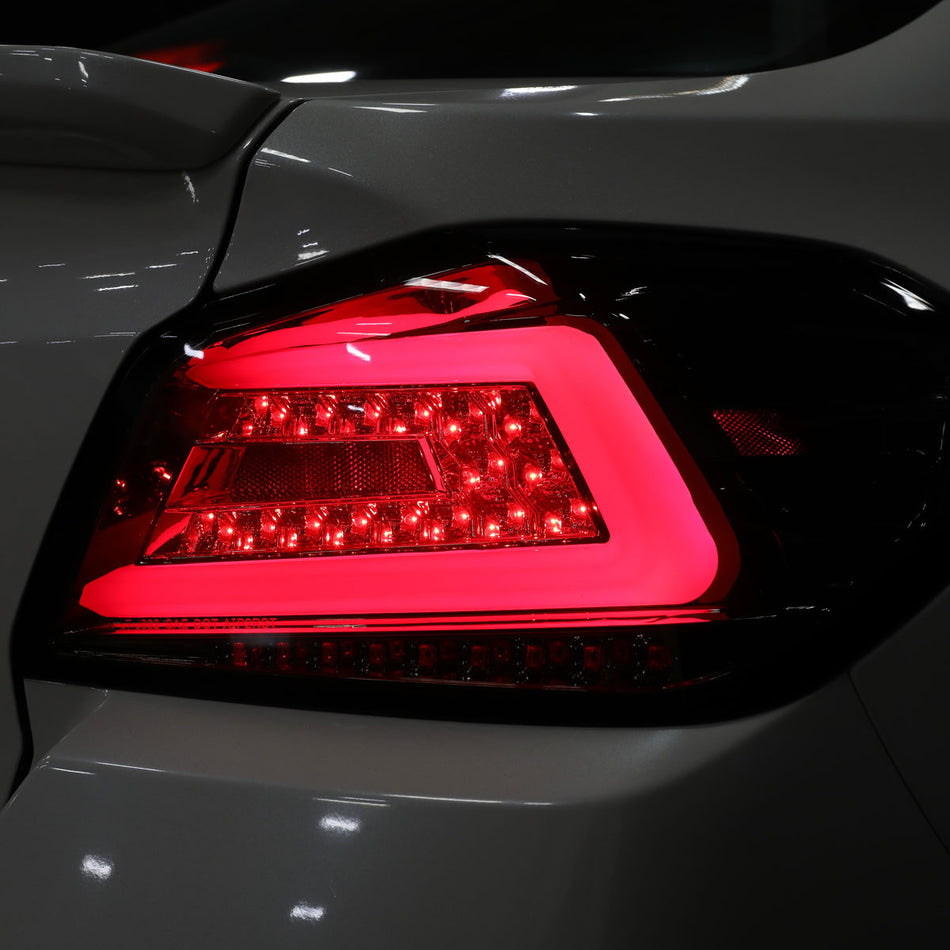 2015-2021 Subaru WRX Sequential White Bar LED Tail Lights (Chrome Housing/Smoked Lens)