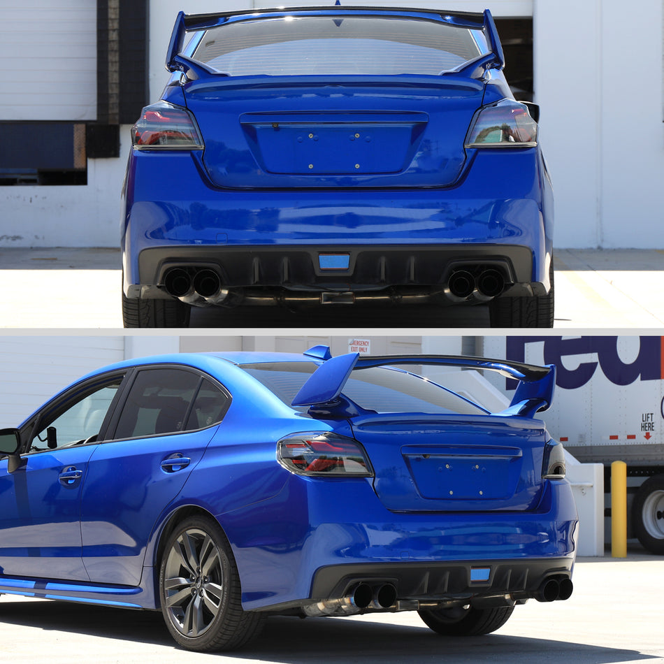 2015-2021 Subaru WRX STi Tail Light w/ Sequential Red LED Turn Signal and LED Side Marker Brake Reverse (Matte Black Housing / Clear Lens)