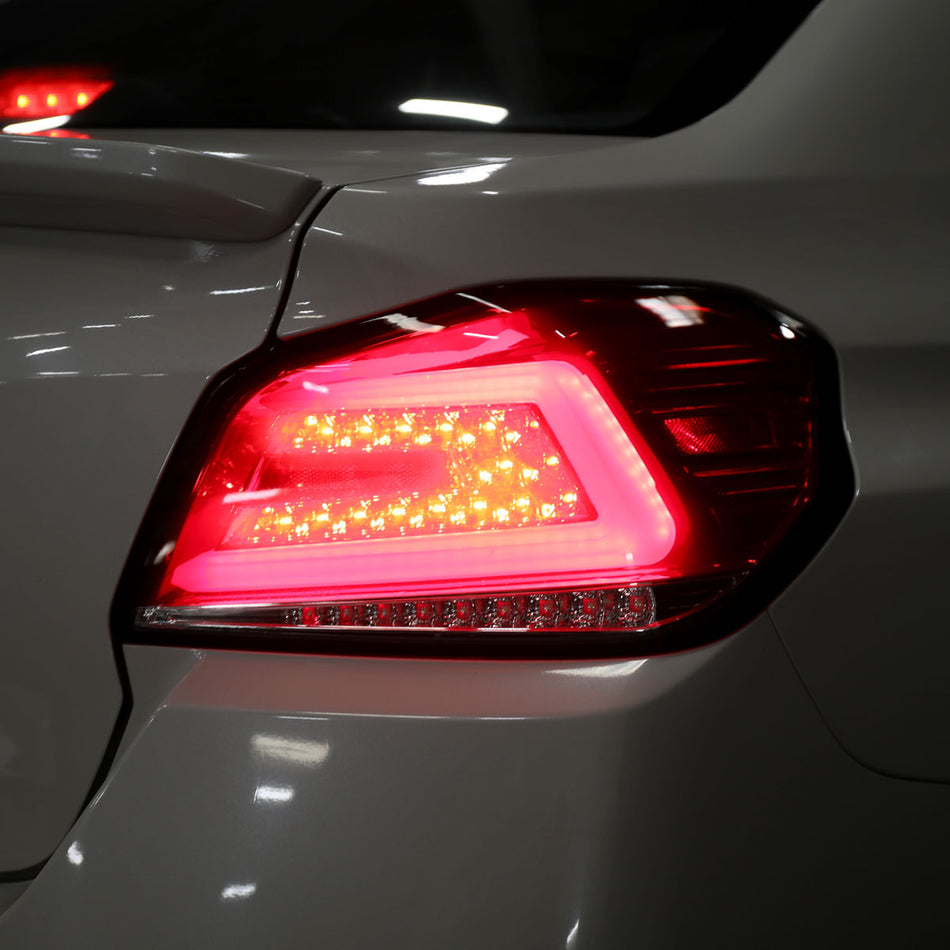 2015-2021 Subaru WRX Sequential White Bar LED Tail Lights (Chrome Housing/Red Lens)