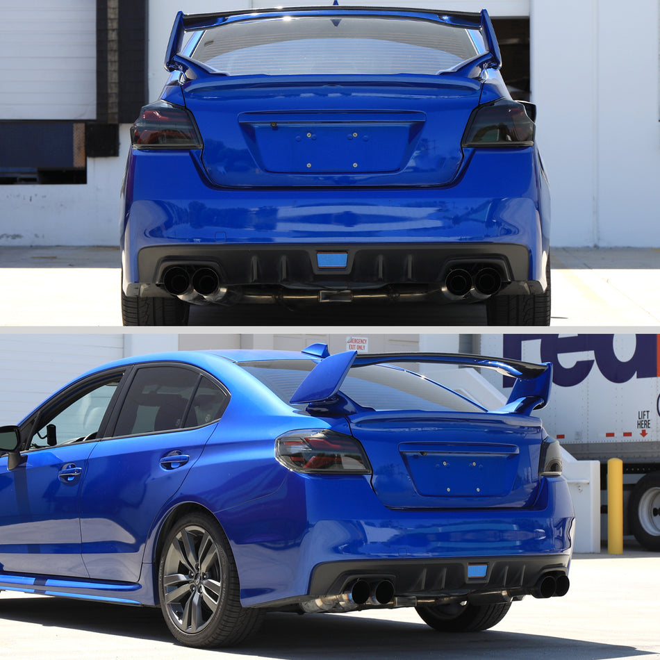 2015-2021 Subaru WRX STi Tail Light w/ Sequential Turn Signal LED Strip and LED Side Marker Brake Reverse (Matte Black Housing / Smoked Lens)