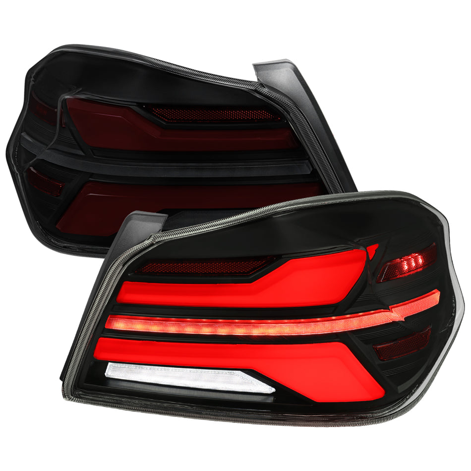 2015-2021 Subaru WRS STi Tail Light w/ Sequential Turn Signal LED Strip and LED Side Marker Brake Reverse (Matte Black Housing / Smoked Lens)