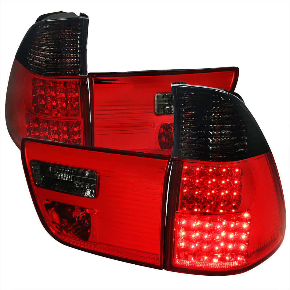 2000-2006 BMW E53 X5 LED Tail Lights - OZ (Chrome Housing/Red Smoked Lens)
