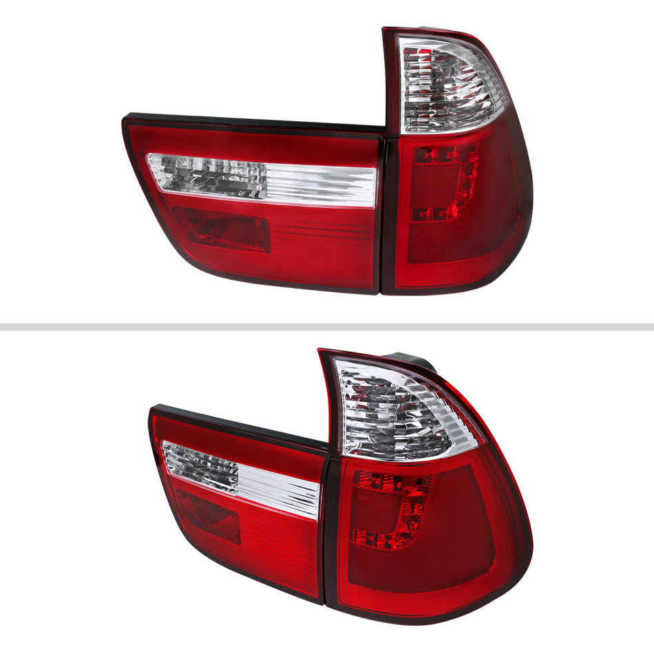 2000-2006 BMW E53 X5 LED Tail Lights (Chrome Housing/Red Lens)