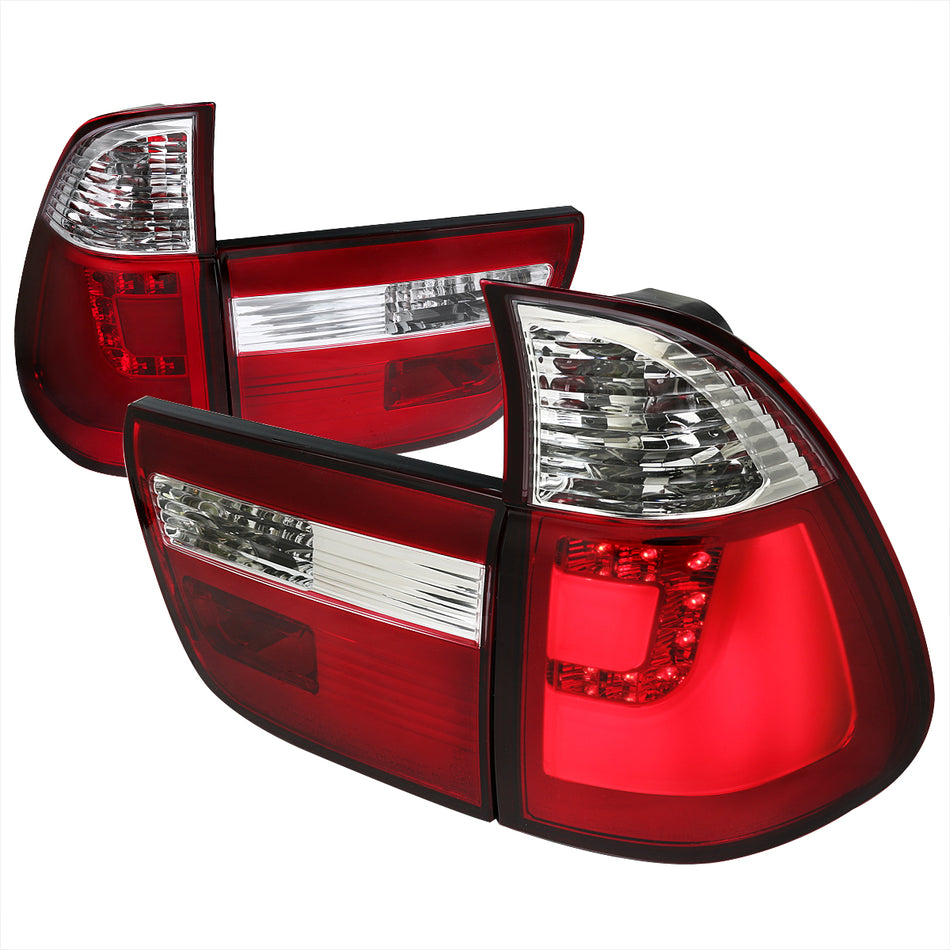 2000-2006 BMW E53 X5 LED Tail Lights (Chrome Housing/Red Lens)