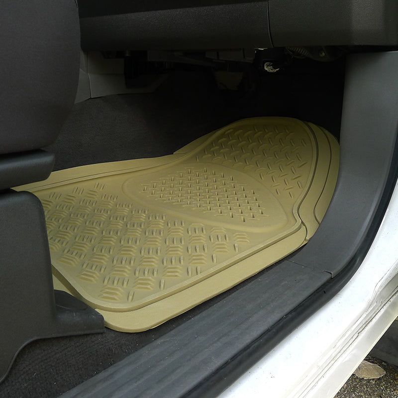 Universal PVC Rubber Floor Mats - 3PC (Beige)