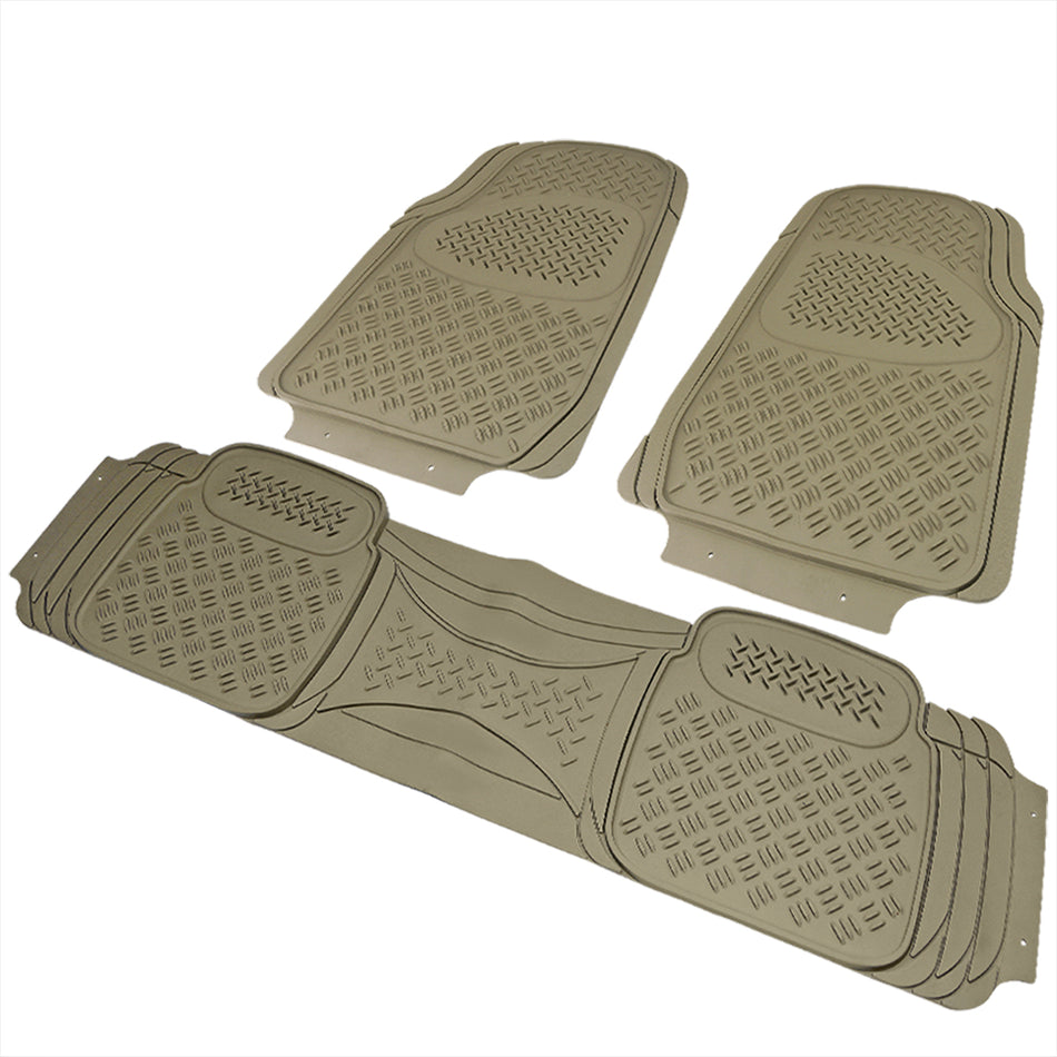 Universal PVC Rubber Floor Mats - 3PC (Beige)