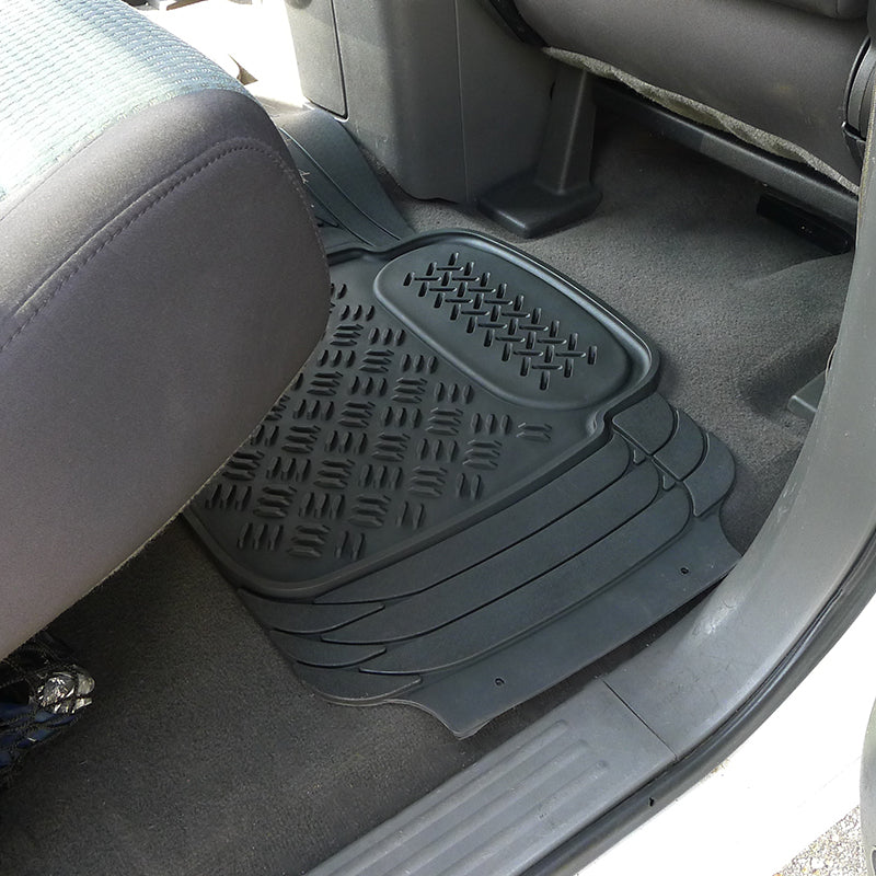 Universal PVC Rubber Floor Mats - 3PC (Black)