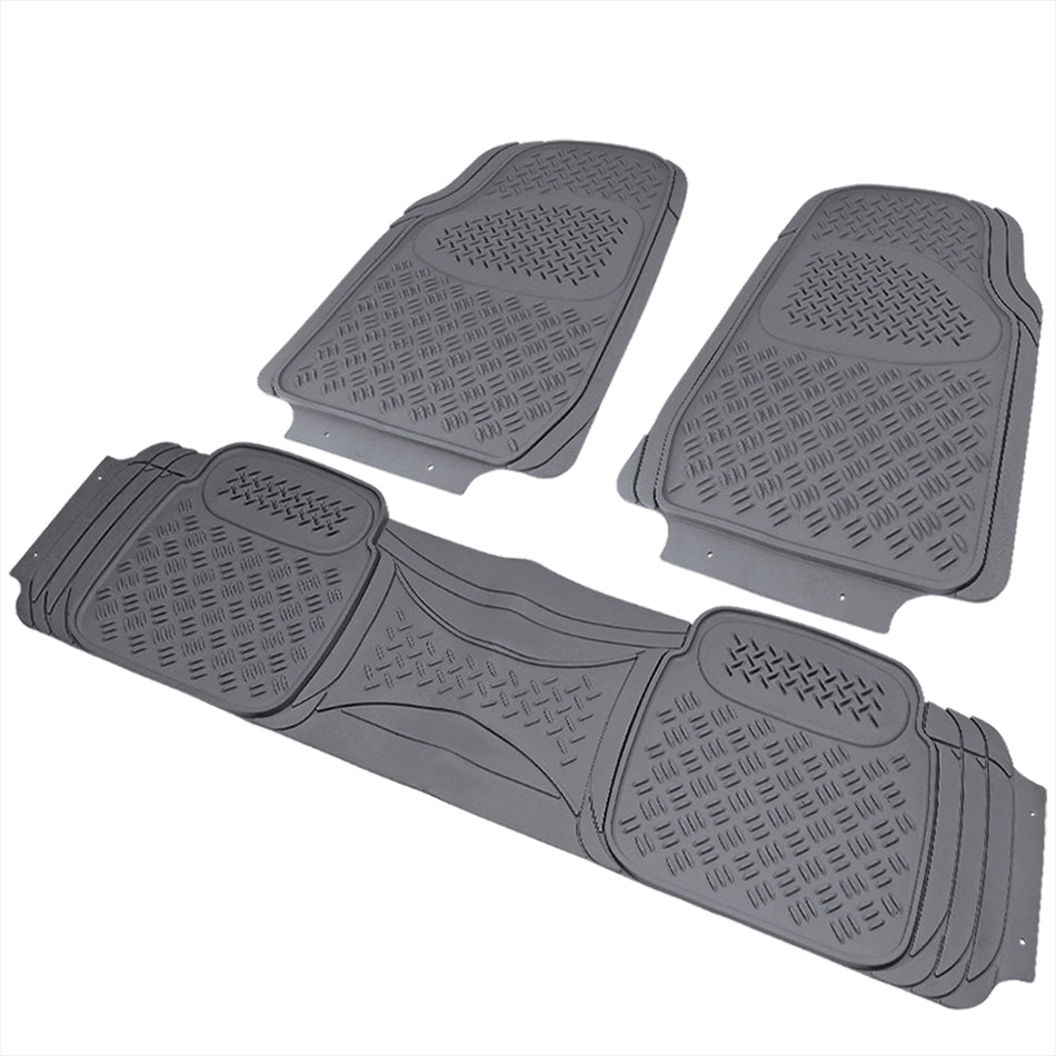 Universal PVC Rubber Floor Mats - 3PC (Gray)