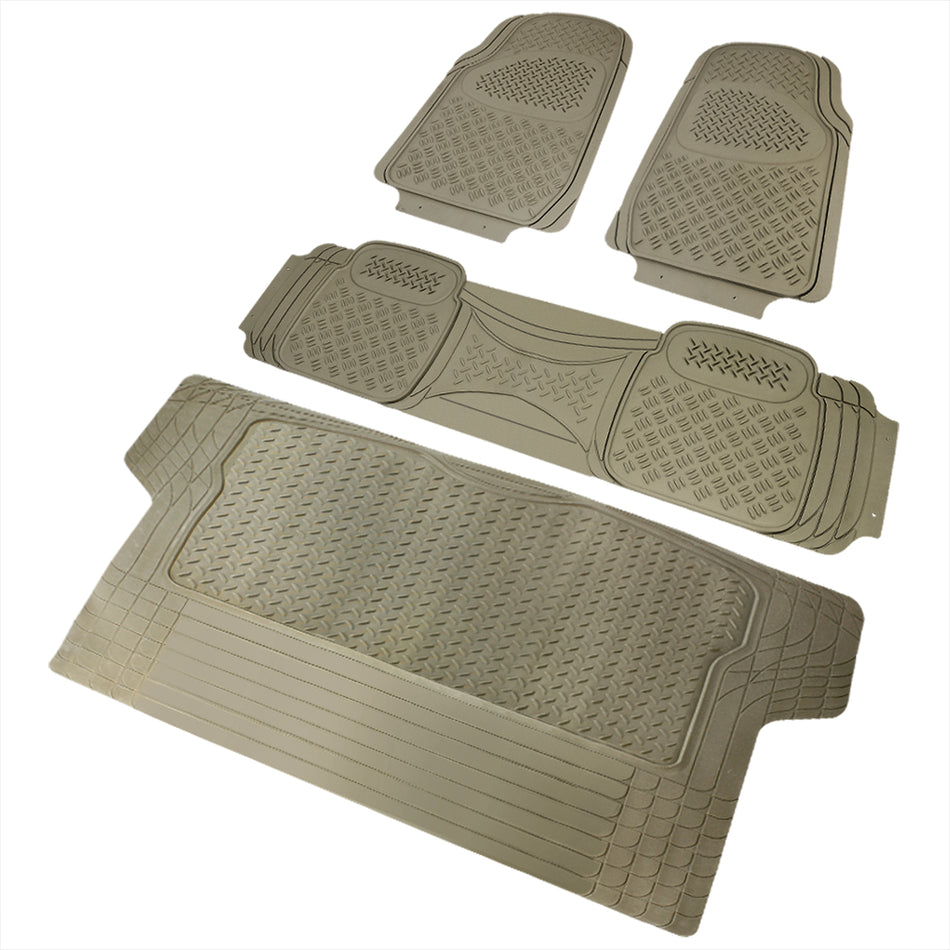 Universal PVC Rubber Floor Mats - 4PC (Beige)