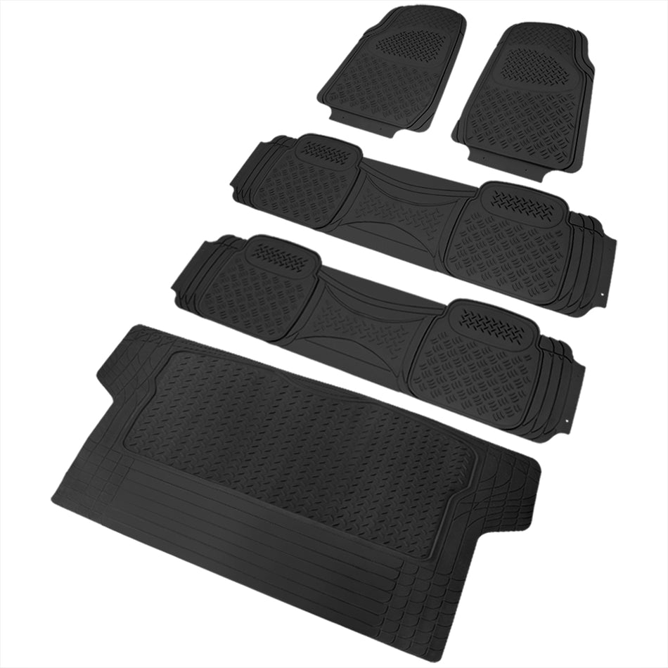 Universal PVC Rubber Floor Mats - 5PC (Black)