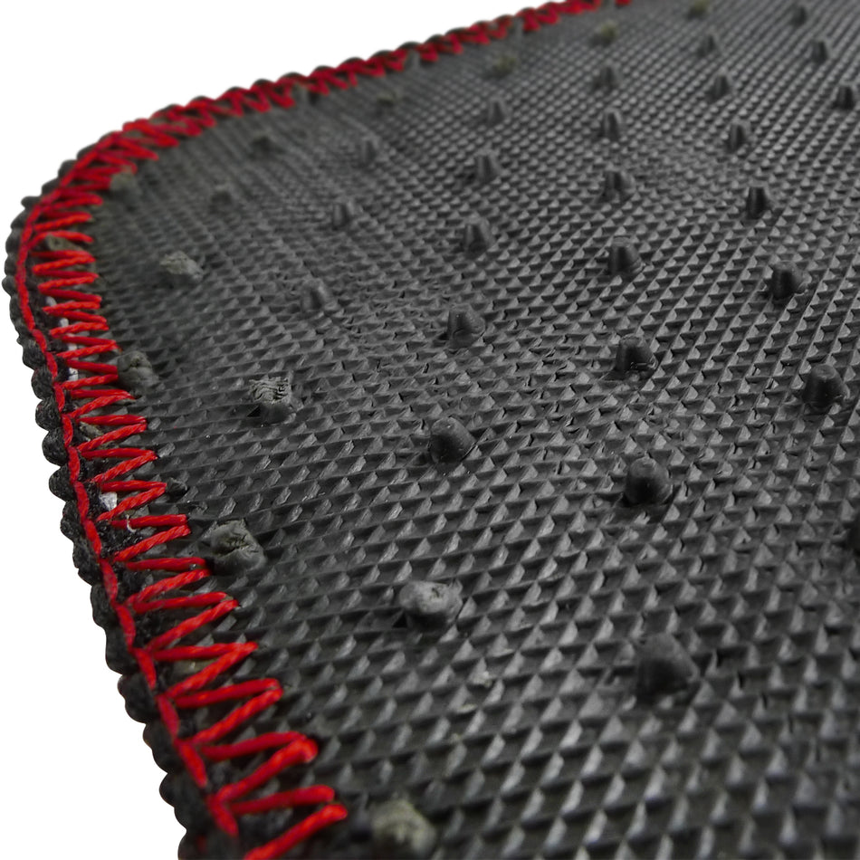 2006-2010 Honda Civic Coupe Black Front & Rear Carpet Floor Mats w/ Red Stitching - 4PC