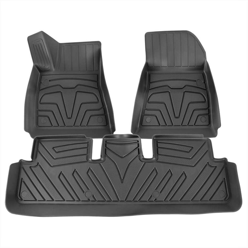 2017-2022 Tesla Model 3 Matte Black Injection TPE Front & Rear Floor Mats - 5PC