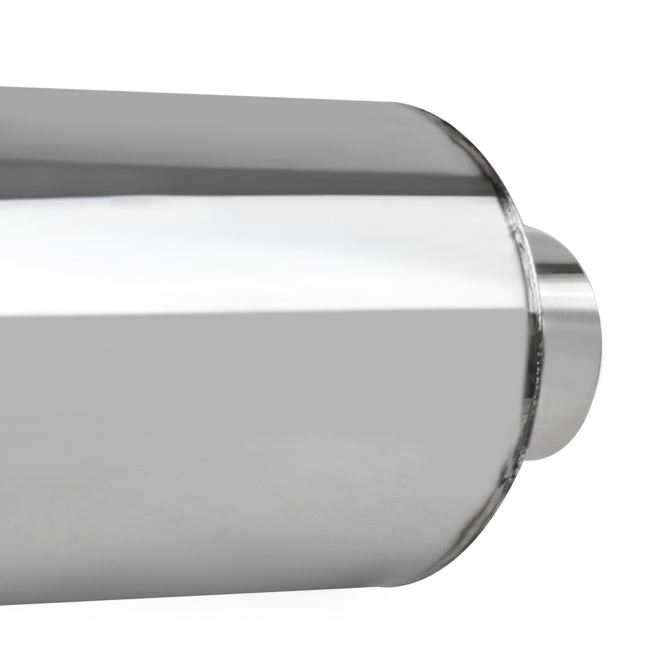 Universal 2.5" Inlet/4" Outlet Stainless Steel Muffler w/ Fireball Style Tip