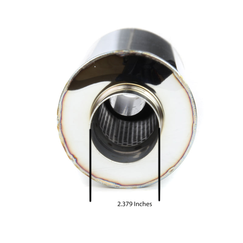 Universal 2.5" Inlet/4" Outlet Stainless Steel Muffler w/ Fireball Style Burnt Tip