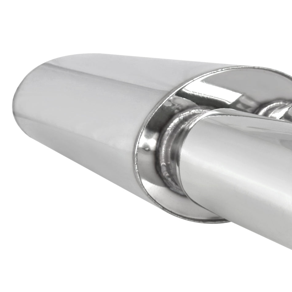 Universal DTM Style 2.5" Inlet/3" Outlet Stainless Steel Exhaust Muffler w/ Dual Tips