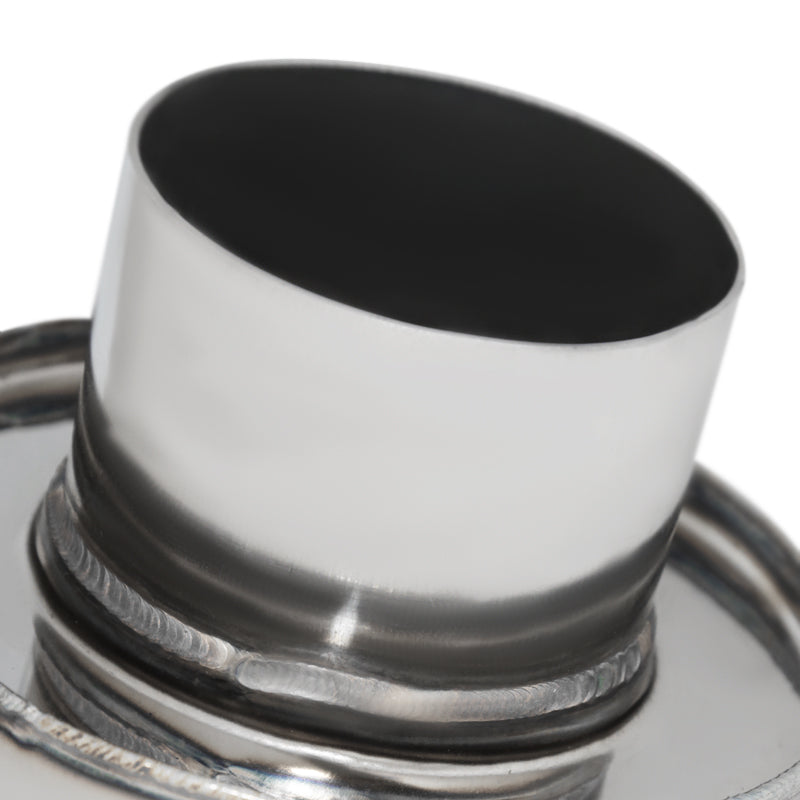 Universal 2.5" Inlet/4" Outlet Stainless Steel Spiral Flow Exhaust Muffler w/ Silencer