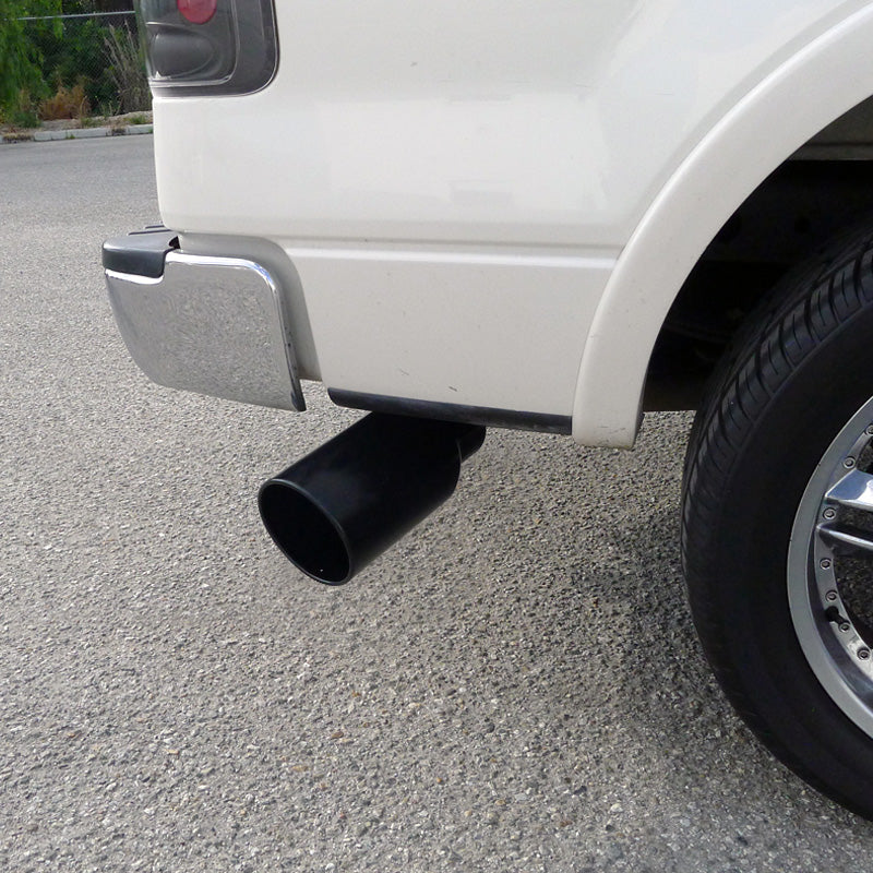 Universal 4" Inlet/6" Outlet Black Stainless Steel Bolt-On Angled Exhaust Tip