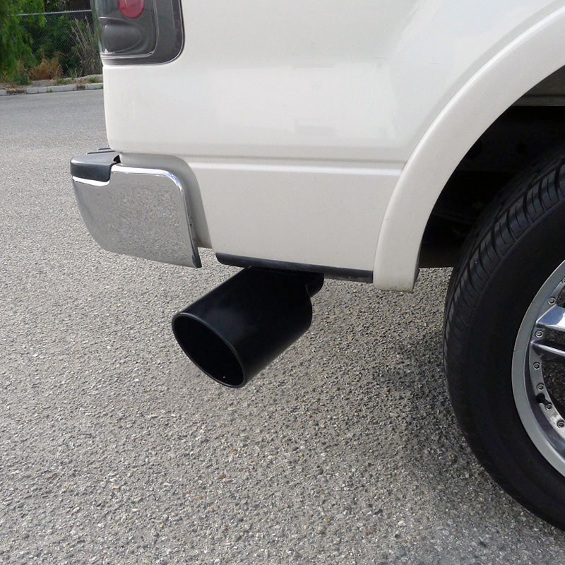 Universal 4" Inlet/8" Outlet Black Stainless Steel Bolt-On Angled Exhaust Tip