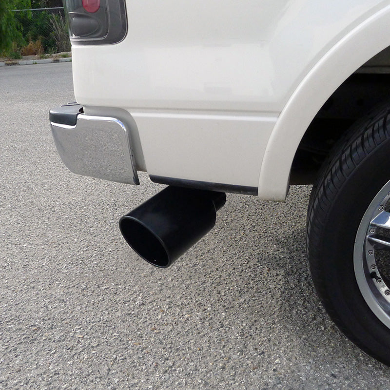 Universal 5" Inlet/8" Outlet Black Stainless Steel Bolt-On Angled Exhaust Tip