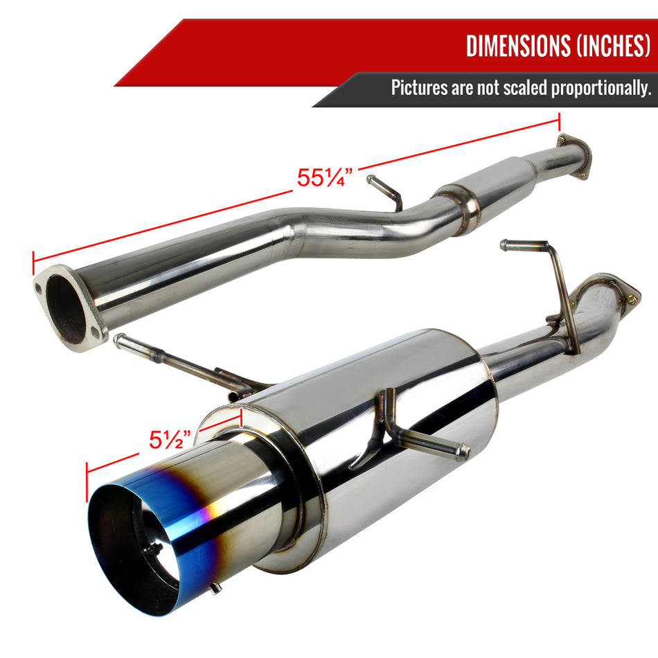 2002-2007 Subaru Impreza WRX STI 2.0L/2.5L T-304 Stainless Steel N1 Style Catback Exhaust System w/ Burnt Tip
