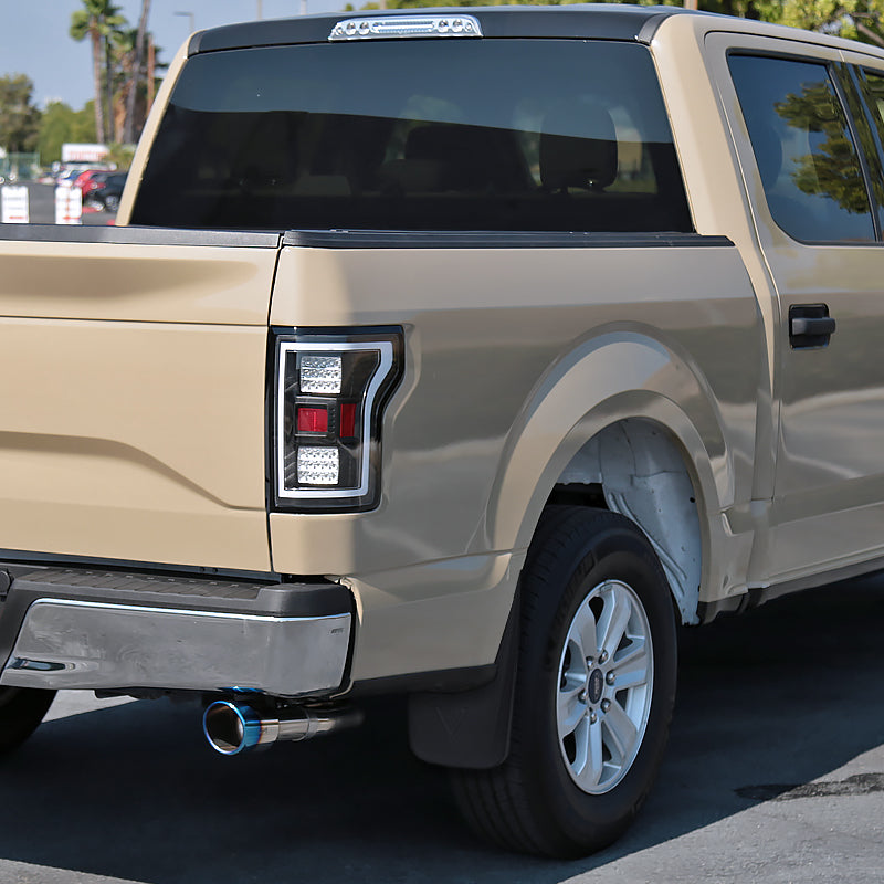 2015-2018 Ford F-150 Black ABS Front & Rear Mud Flap Splash Guards (Models without OEM Wheel Lip Moldings)
