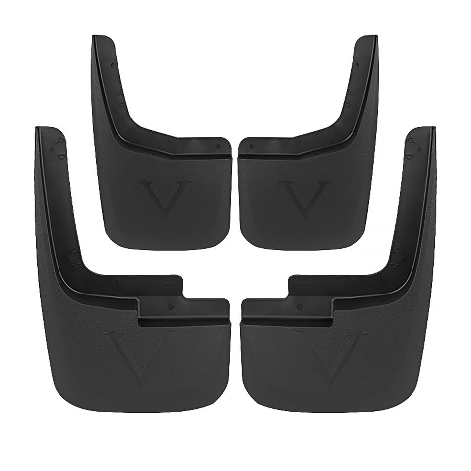 2015-2018 Ford F-150 Black ABS Front & Rear Mud Flap Splash Guards (Models with OEM Wheel Lip Moldings)