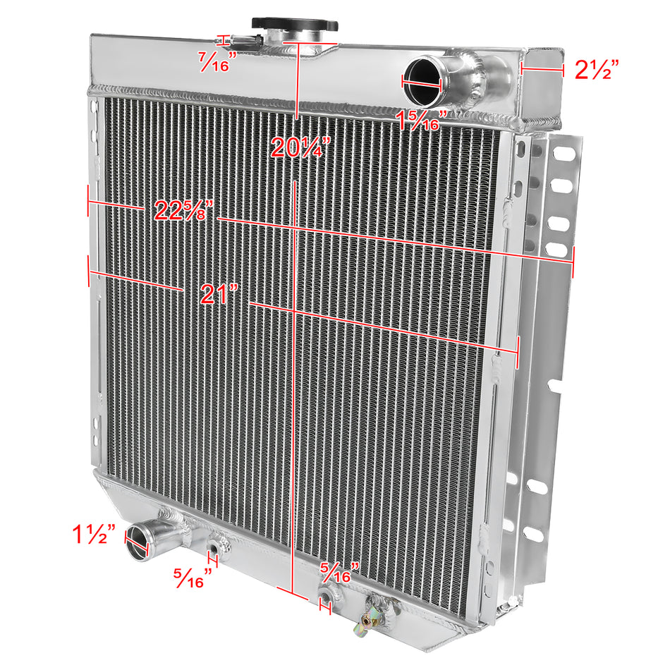 1963-1977 Ford Mustang/Maverick/Falcon Mercury Comet/Cougar Aluminum 3-Row Performance Radiator