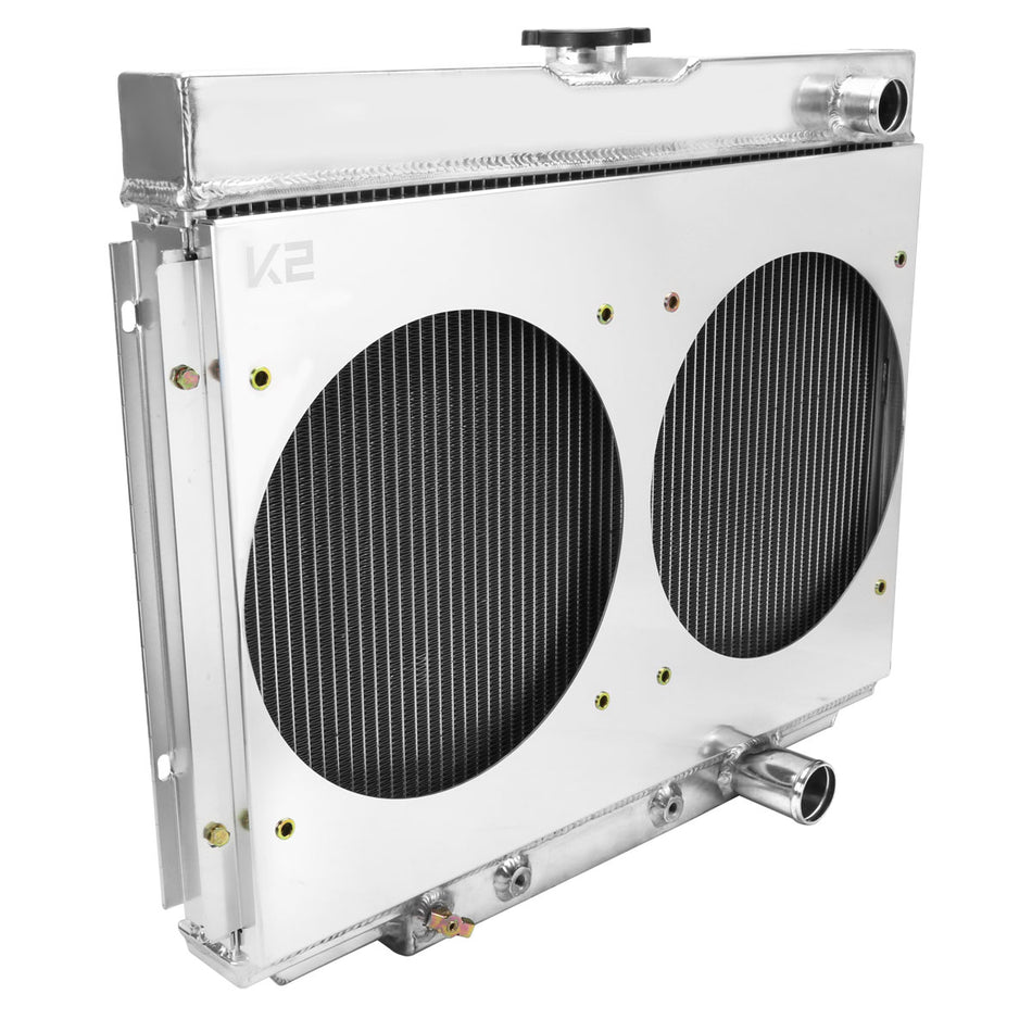 1967-1970 Ford Mustang/Fairlane/Ranchero Mercury Cougar 3-Row Radiator with Dual Fan Shroud Design
