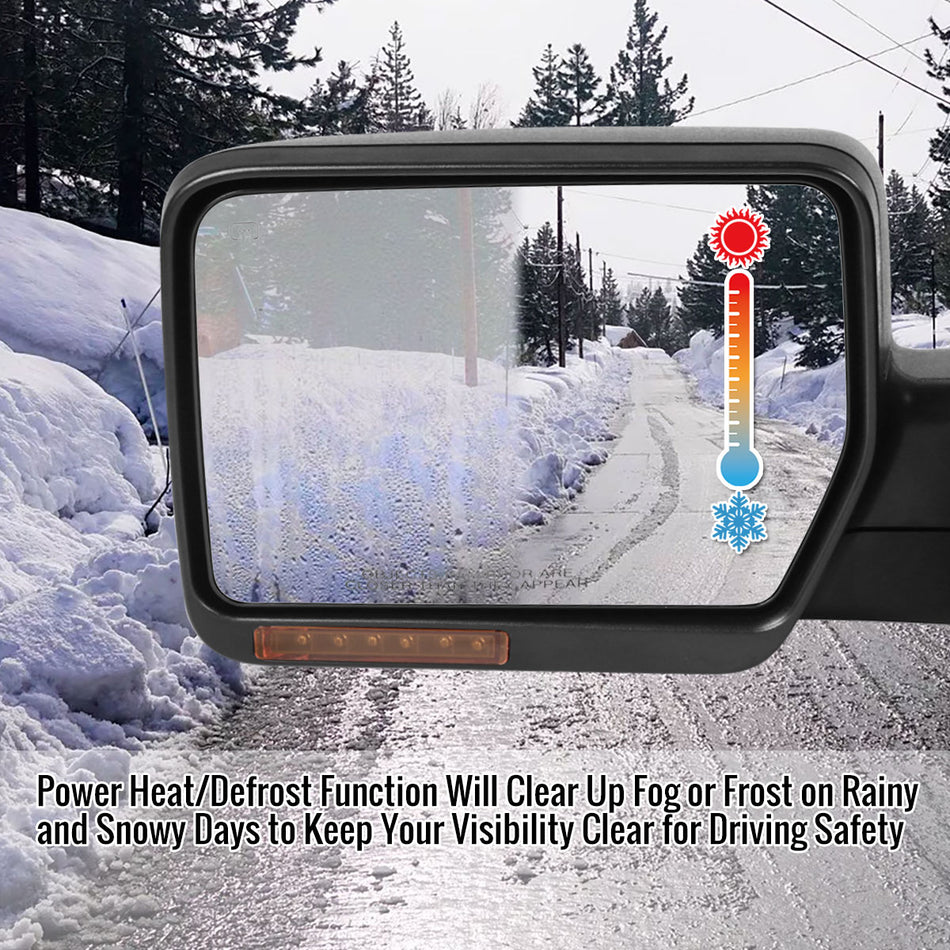 2004-2006 Ford F-150 Black Power Adjustable & Heated Side Mirror w/ LED Turn Signal - Driver Side Only