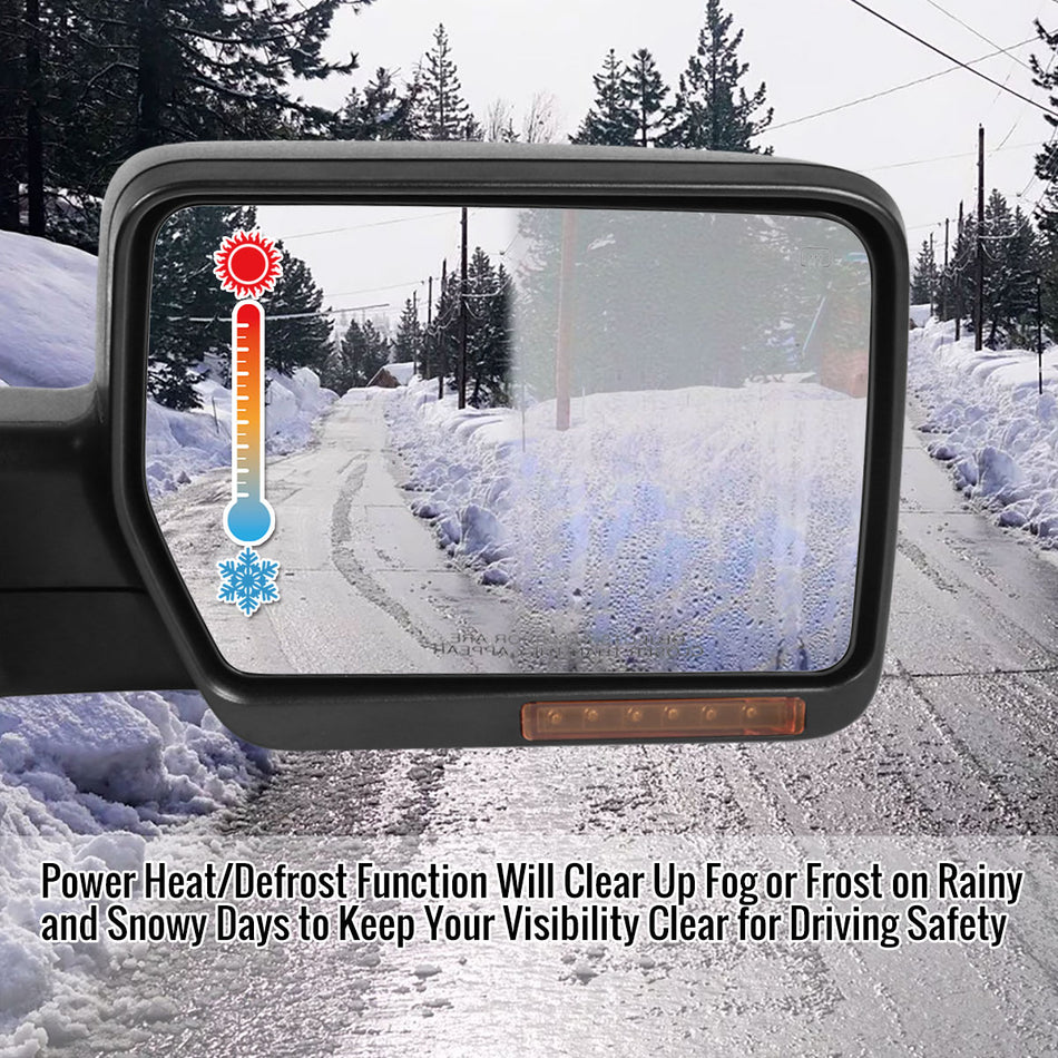 2004-2006 Ford F-150 Black Power Adjustable & Heated Side Mirror w/ LED Turn Signal - Passenger Side Only