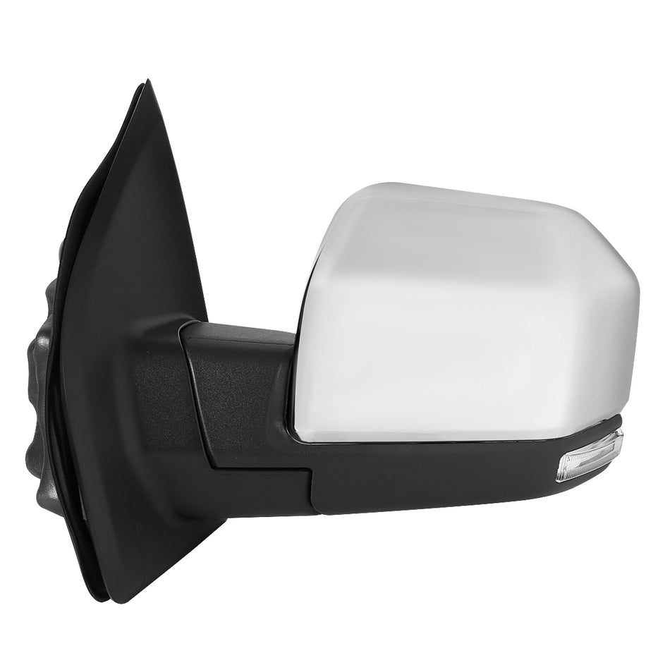 2015-2020 Ford F-150 Chrome Power Adjustable & Heated Side Mirror w/ LED Turn Signal Light - Driver Side Only