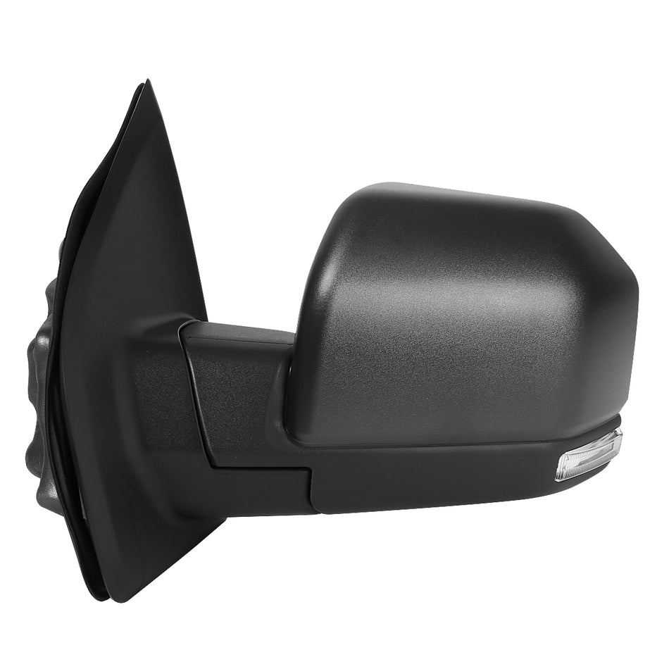 2015-2020 Ford F-150 Black Power Adjustable & Heated Side Mirror w/ LED Turn Signal Light - Driver Side Only