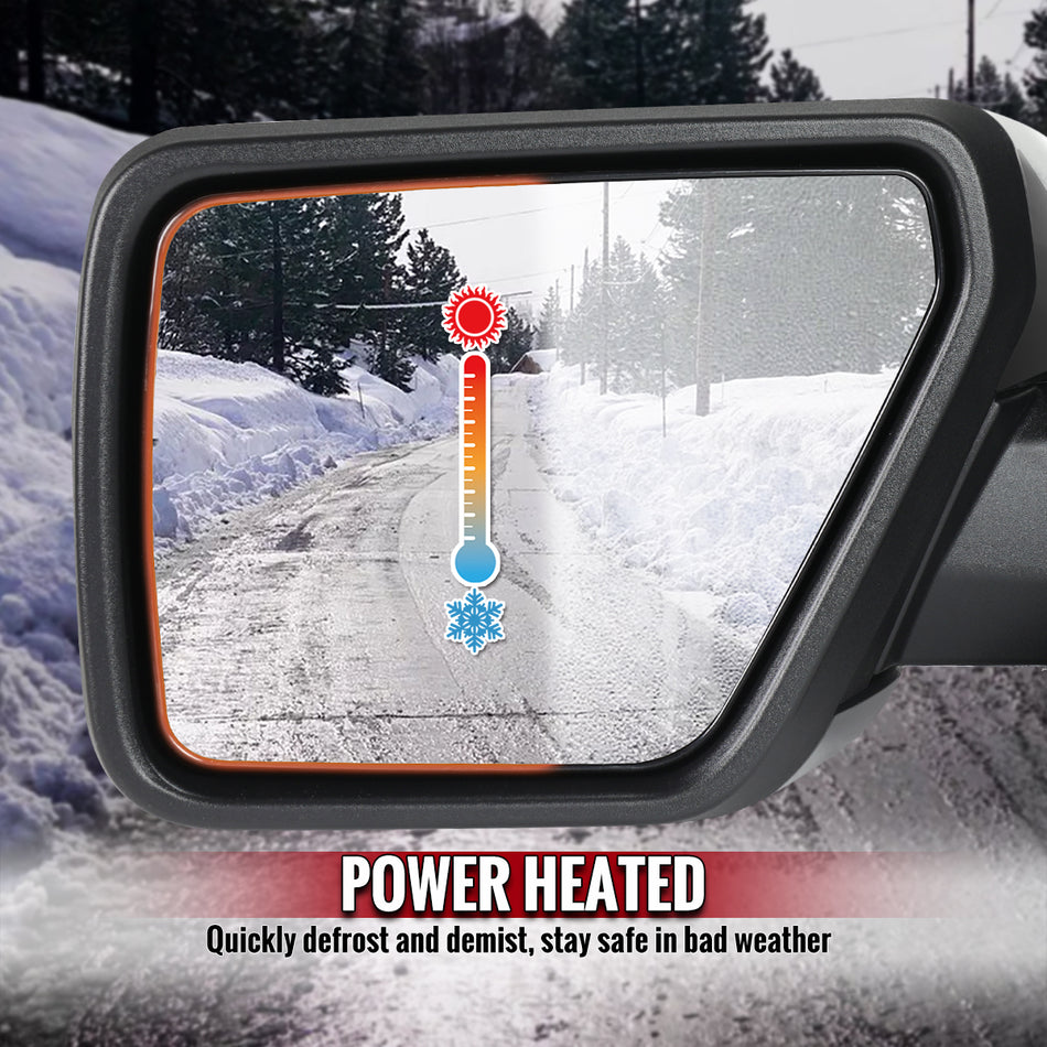2021-2025 Ford F-150 Chrome Power Adjustable, Manual Fold & Heated Side Mirror - Driver Side Only