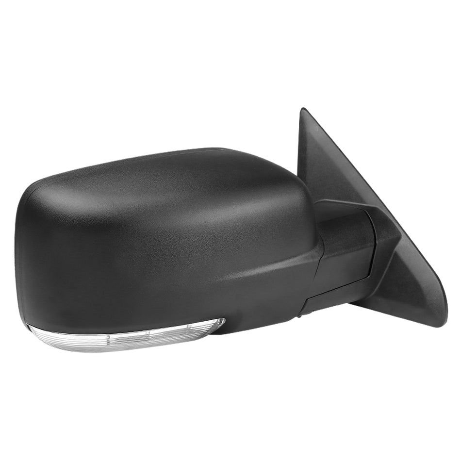 2009-2012 Dodge RAM Black Power Adjustable & Heated Side Mirror w/ LED Turn Signal & Puddle Light - Passenger Side Only